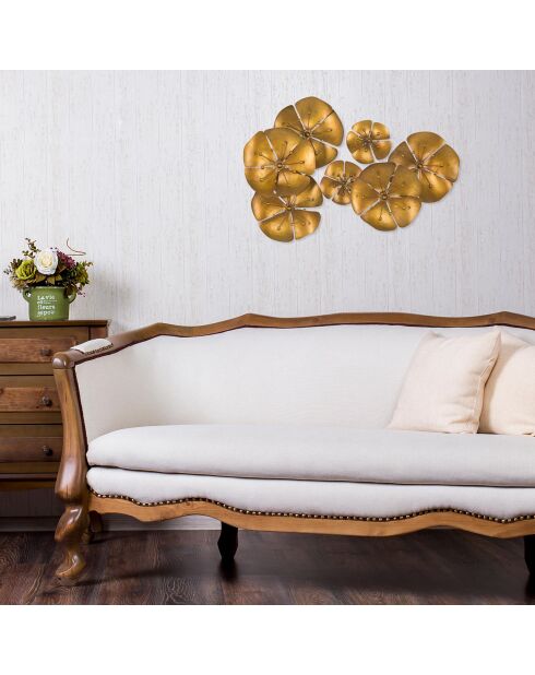Décoration murale fleur de cerisier dorée - 57x80x6 cm