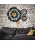 Décoration murale fleurie multicolore - 80x100x8 cm