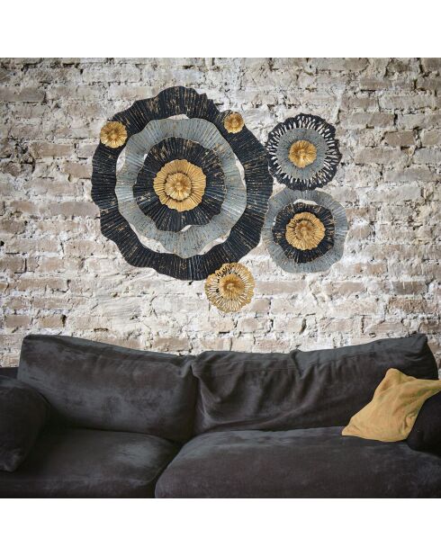 Décoration murale fleurie multicolore - 80x100x8 cm
