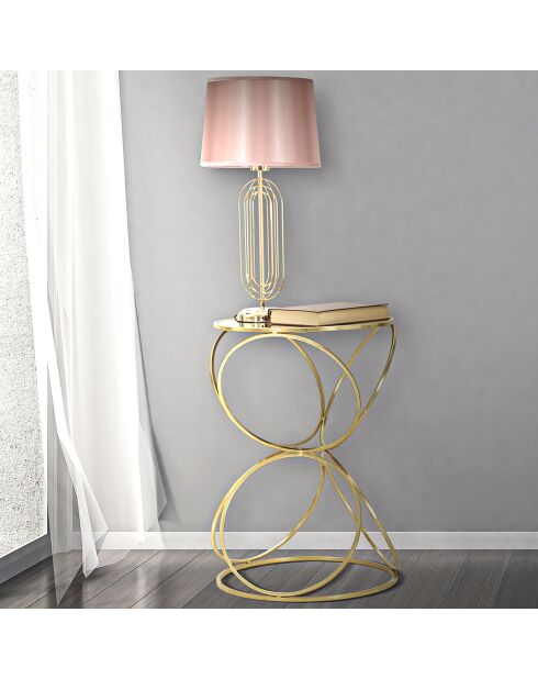 Krista Tischlampe gold/rosa - 55x28x28 cm