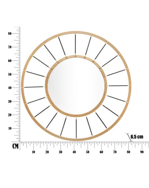 Miroir mural glam doré/noir - 81x81x6.5 cm