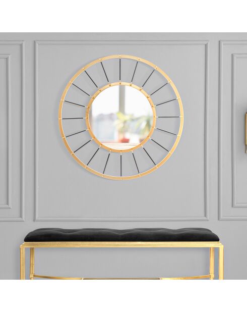 Miroir mural glam doré/noir - 81x81x6.5 cm