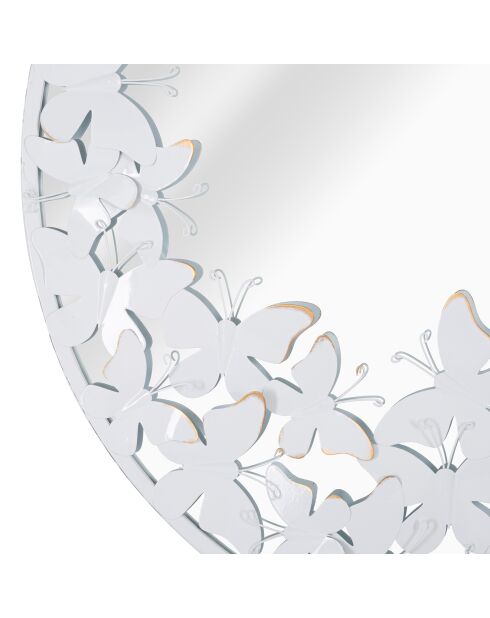 Miroir mural blanc butterfly blanc/doré - 62.5x62.5x2.3 cm