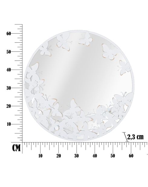 Miroir mural blanc butterfly blanc/doré - 62.5x62.5x2.3 cm