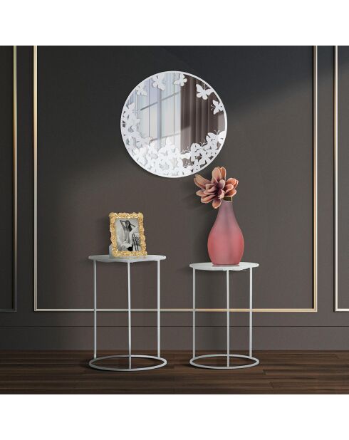 Miroir mural blanc butterfly blanc/doré - 62.5x62.5x2.3 cm