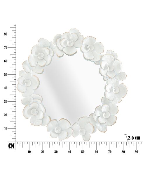 Miroir mural blanc flower blanc/doré - 85.5x82x2.6 cm