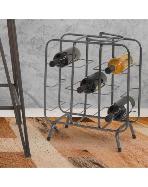 Porte-bouteilles pour 9 bouteilles gris foncé - 47.5x40x23 cm