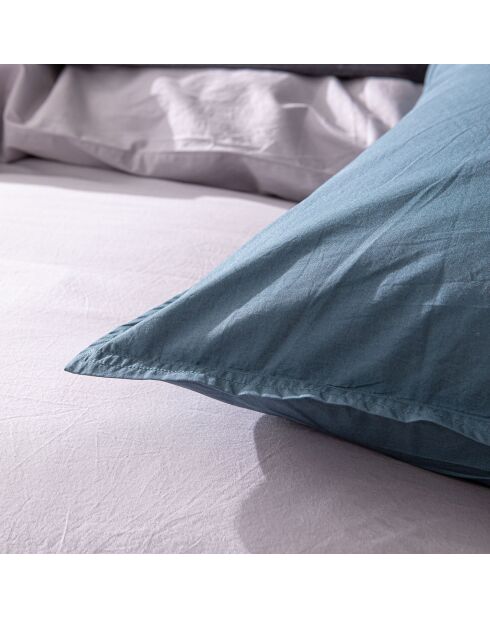 Taie d'oreiller 100% Percale de Coton bleu lagon