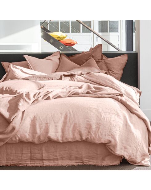 Housse de couette 100% Lin rose nude