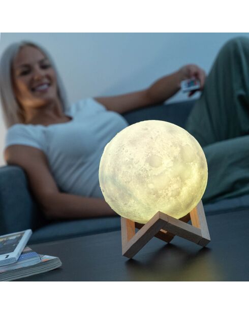 Lampe LED rechargeable Lune Moondy blanche - 15x18x15 cm