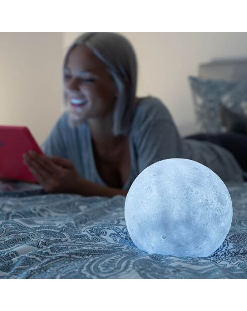 Lampe LED rechargeable Lune Moondy blanche - 15x18x15 cm