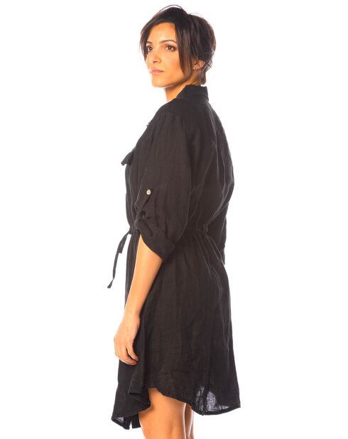 Robe 100% Lin Rose noire