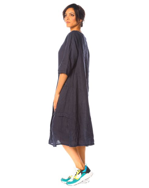 Robe 100% Lin Treffle marine