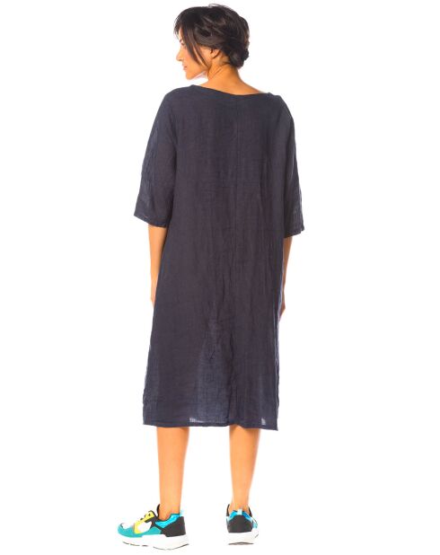 Robe 100% Lin Treffle marine