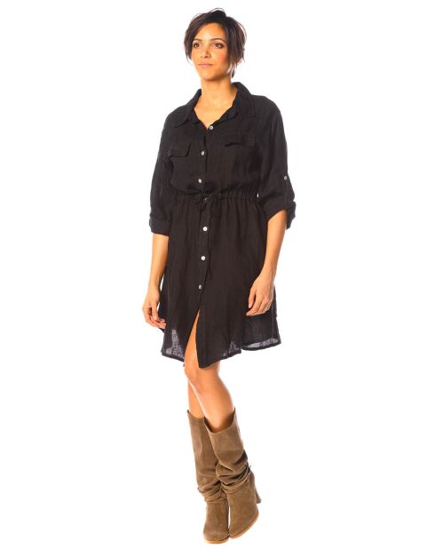 Robe 100% Lin Rose noire