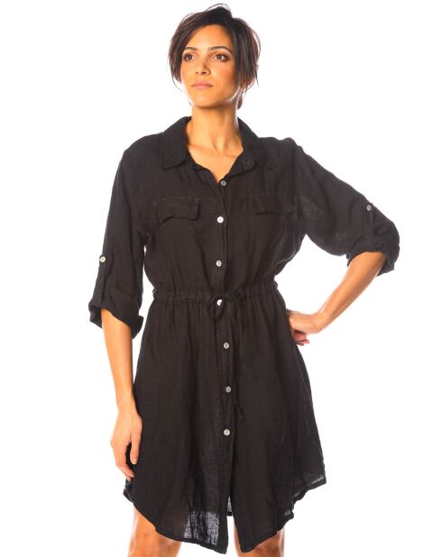 Robe 100% Lin Rose noire