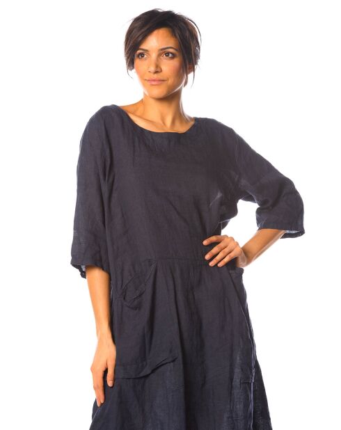 Robe 100% Lin Treffle marine