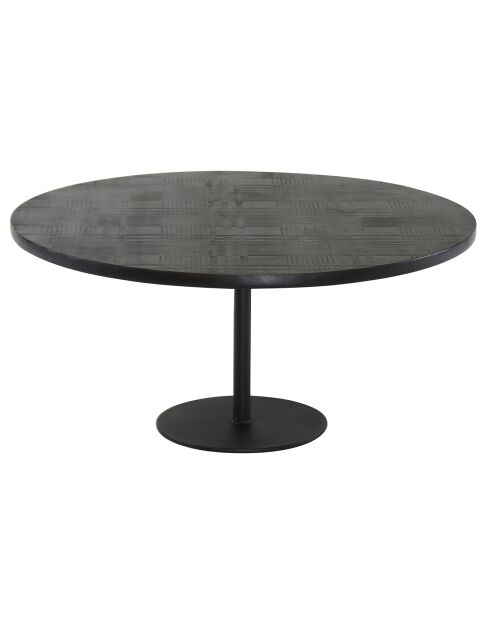 Table basse ronde en bois de manguier noire - 80x80x38 cm