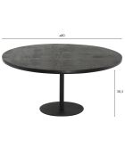 Table basse ronde en bois de manguier noire - 80x80x38 cm