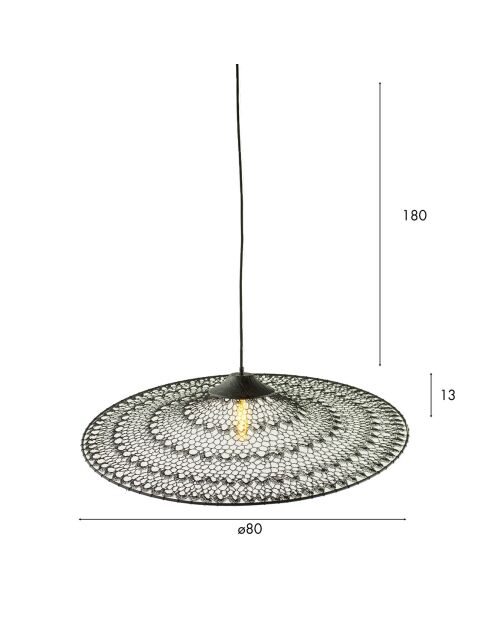 Suspension en métal crocheté noire - 80x80 cm