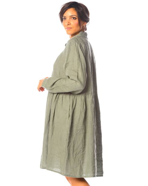 Robe 100% Lin Jasmin kaki