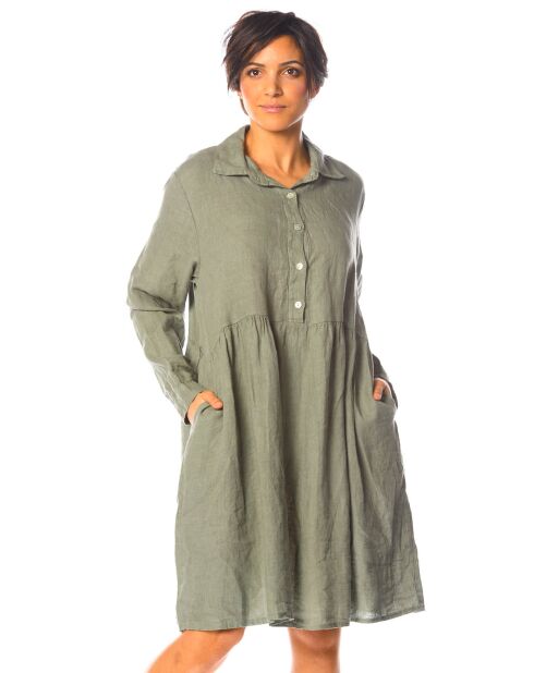 Robe 100% Lin Jasmin kaki