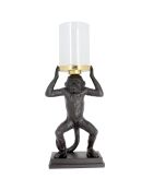 Photophore petit singe ludique doré/bronze - 19x10x46 cm