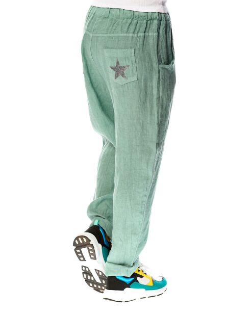Pantalon 100% Lin Camelia vert