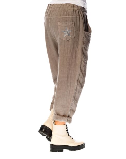 Pantalon 100% Lin Camelia taupe