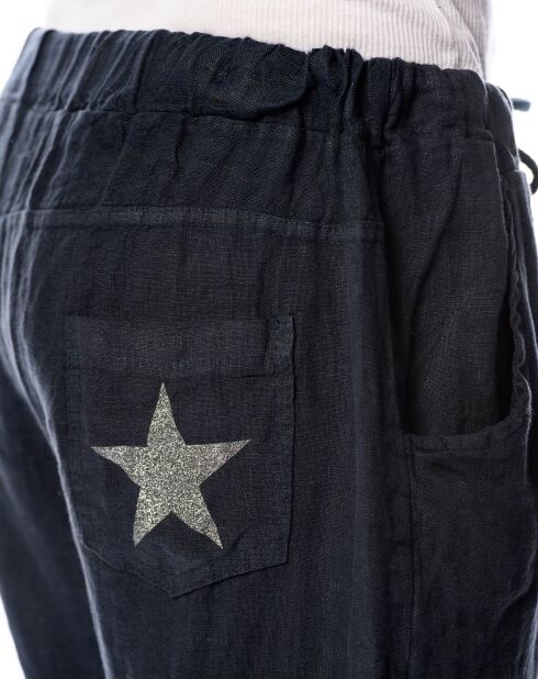 Pantalon 100% Lin Camelia marine
