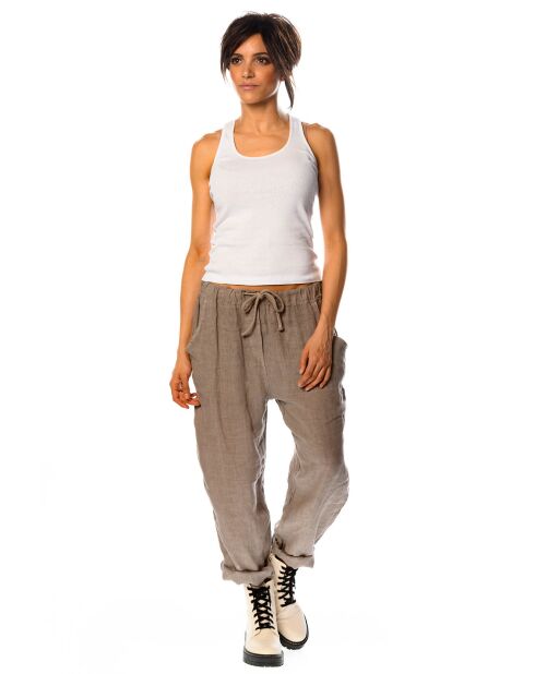 Pantalon 100% Lin Camelia taupe