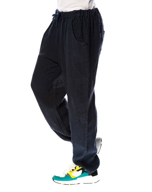 Pantalon 100% Lin Camelia marine