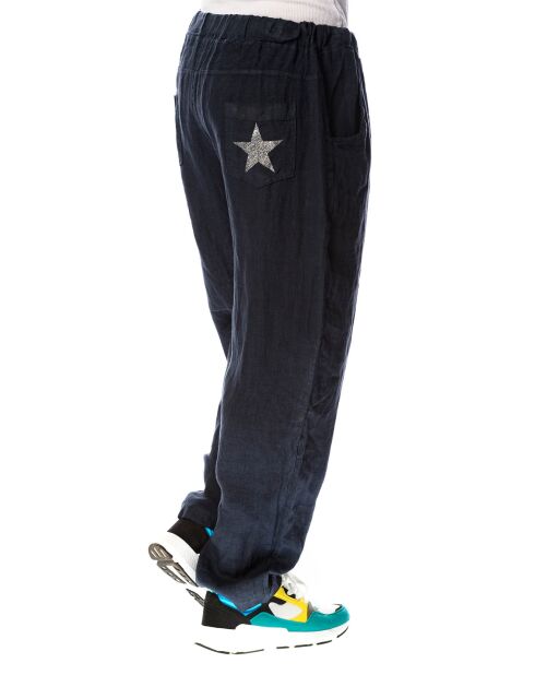 Pantalon 100% Lin Camelia marine
