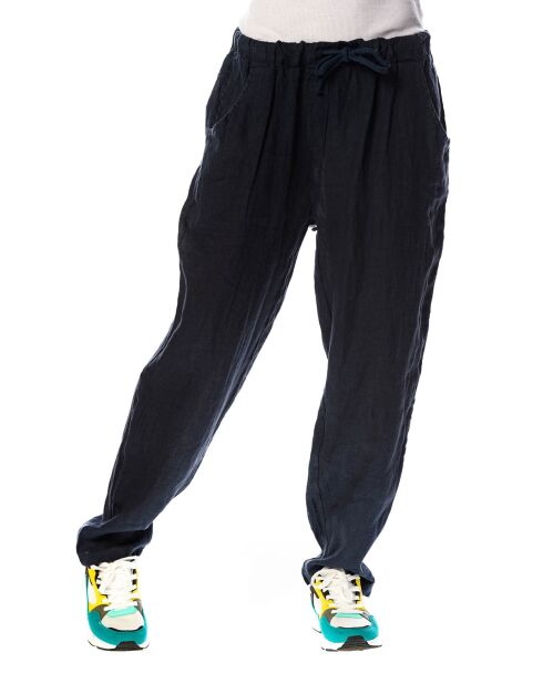 Pantalon 100% Lin Camelia marine
