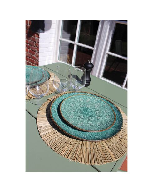 4 Sets de table rotin Paros bois  - D.38 cm