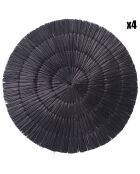4 Sets de table rond en rotin Paros noirs -  D.38 cm