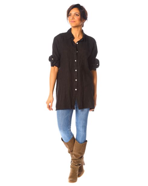 Chemise 100% Lin Sanve noire