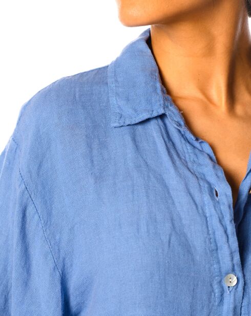 Chemise 100% Lin Lotus bleue