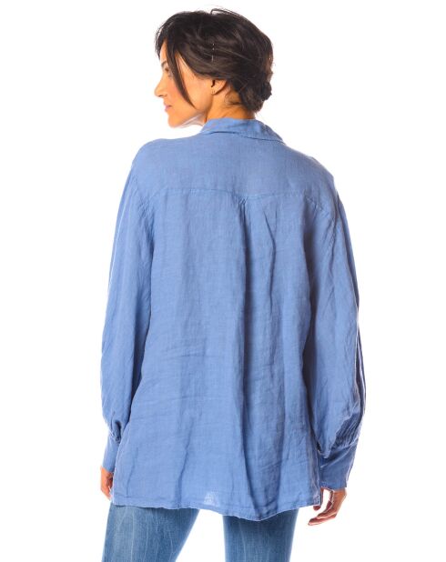 Chemise 100% Lin Lotus bleue