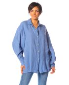 Chemise 100% Lin Lotus bleue