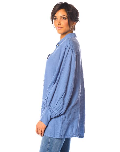 Chemise 100% Lin Lotus bleue