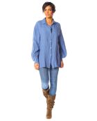 Chemise 100% Lin Lotus bleue