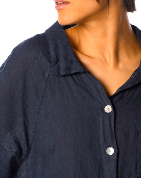 Chemise longue 100% Lin Kalmie marine