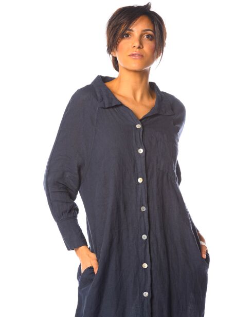 Chemise longue 100% Lin Kalmie marine