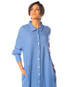 Robe chemise longue 100% Lin Kalmie bleue