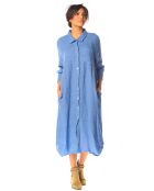 Robe chemise longue 100% Lin Kalmie bleue