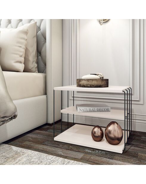 Table d'appoint Lifon blanc/noir - 50x40x40 cm