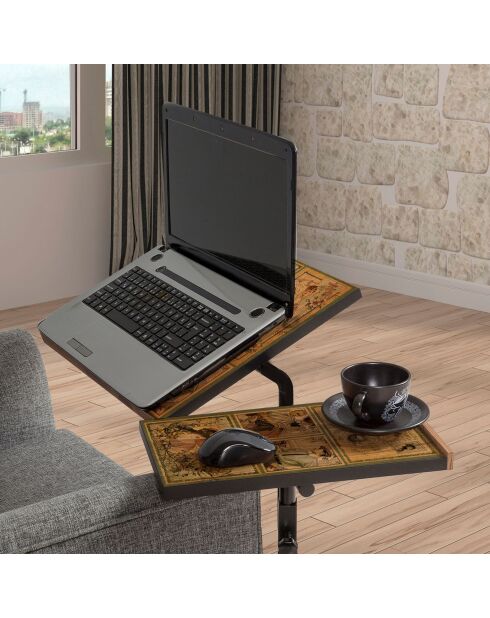 Support pour ordinateur portable Glen pin/noir - 67x87x45.5 cm