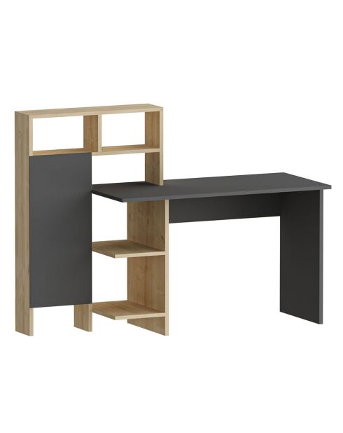 Bureau Bugra anthracite/chêne - 119.7x111.8x60 cm