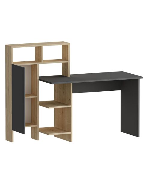 Bureau Bugra anthracite/chêne - 119.7x111.8x60 cm